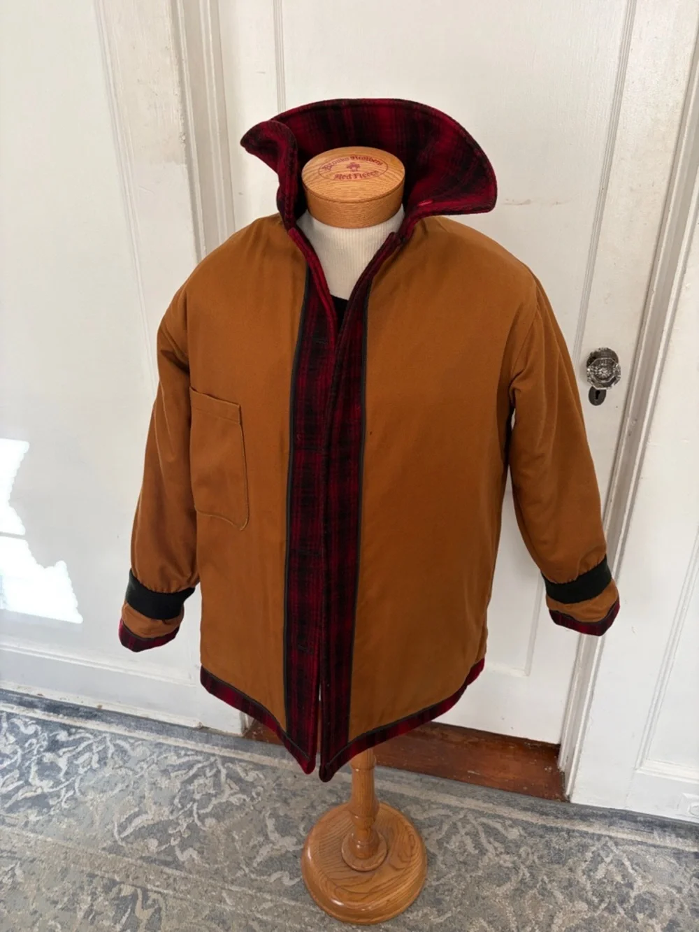 Woolrich Red and Black Plaid Military Field Jacket - Picture 8 of 10